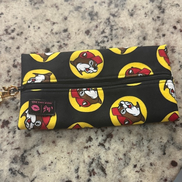 Makeup Junkie Accessories - Makeup Junkie Buc-Wes Black and Yellow Dog Print Pouch